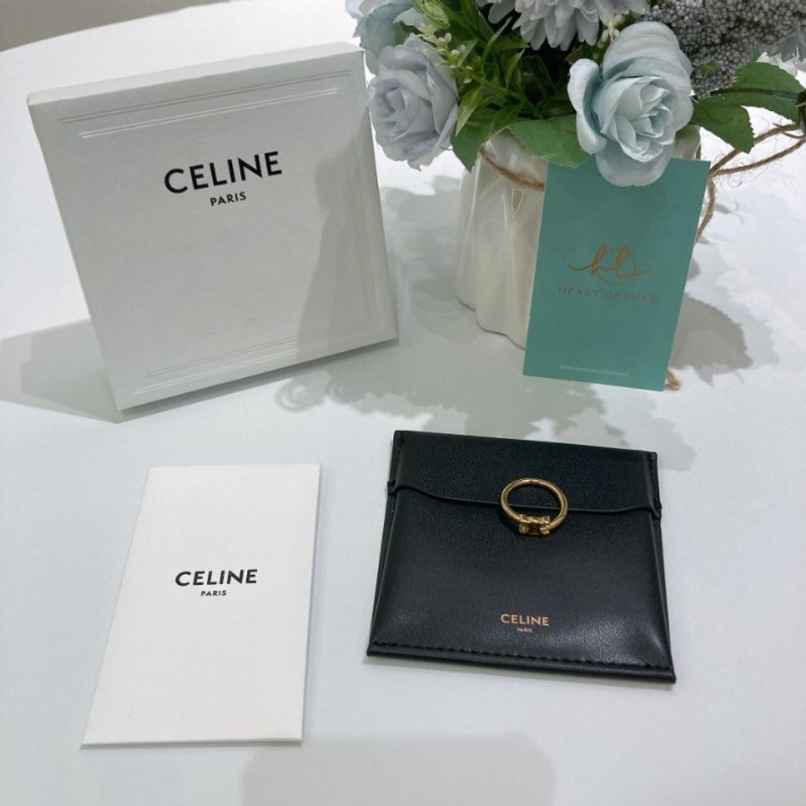 TW4909	Celine 思琳經典LOGO戒子  Triomphe Asymmetric Ring In Brass With Gold Finish Size 54-9