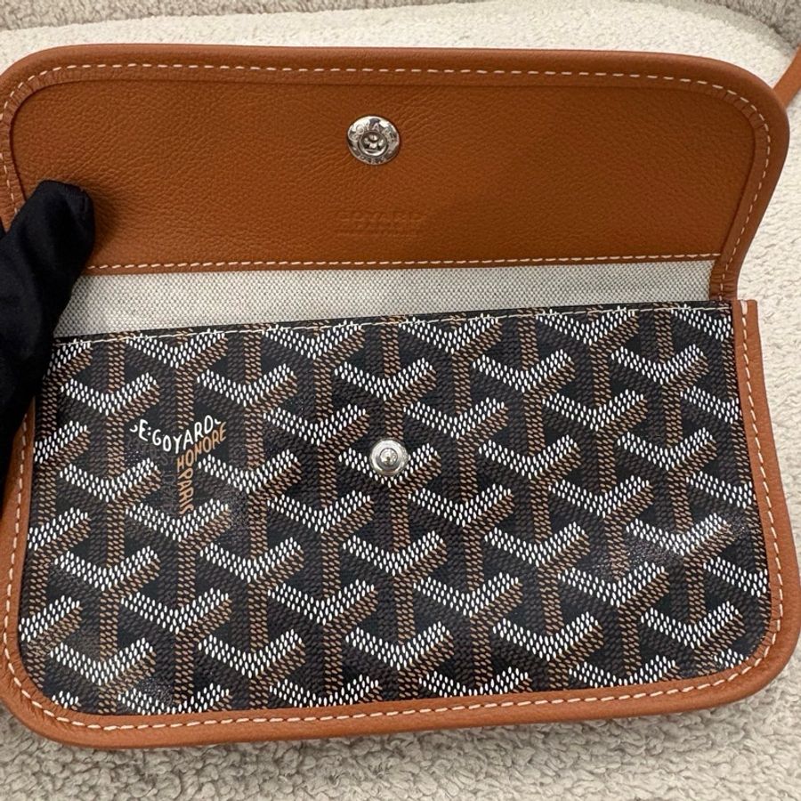Goyard/戈雅 子母托特包 大號 棕色 牛皮手柄帆布包單肩包購物袋-5