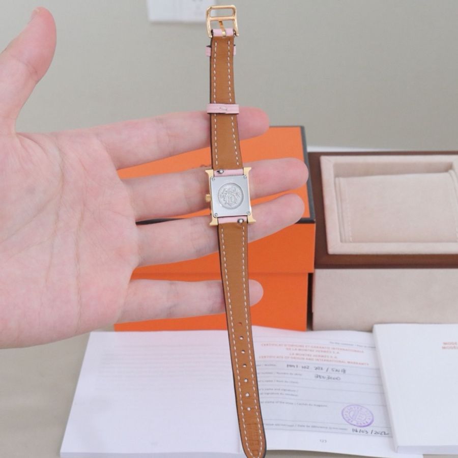Hermès愛馬仕Heure H女士石英表HH1.102，21mm迷你號，錶帶後換， 配件盒子證-4