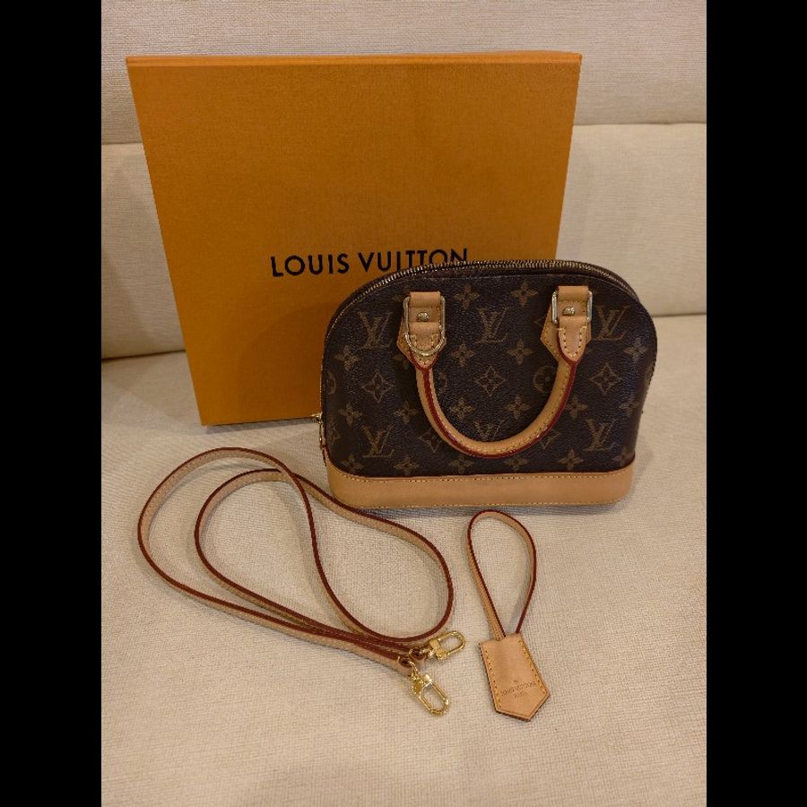 LOUIS VUITTON-LV Alma BB 老花手提斜背貝殼包-0