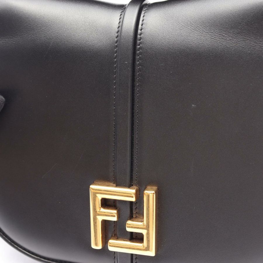 FENDI C'mon 中型單肩斜背包，黑色皮革，金色五金，二手女款-7