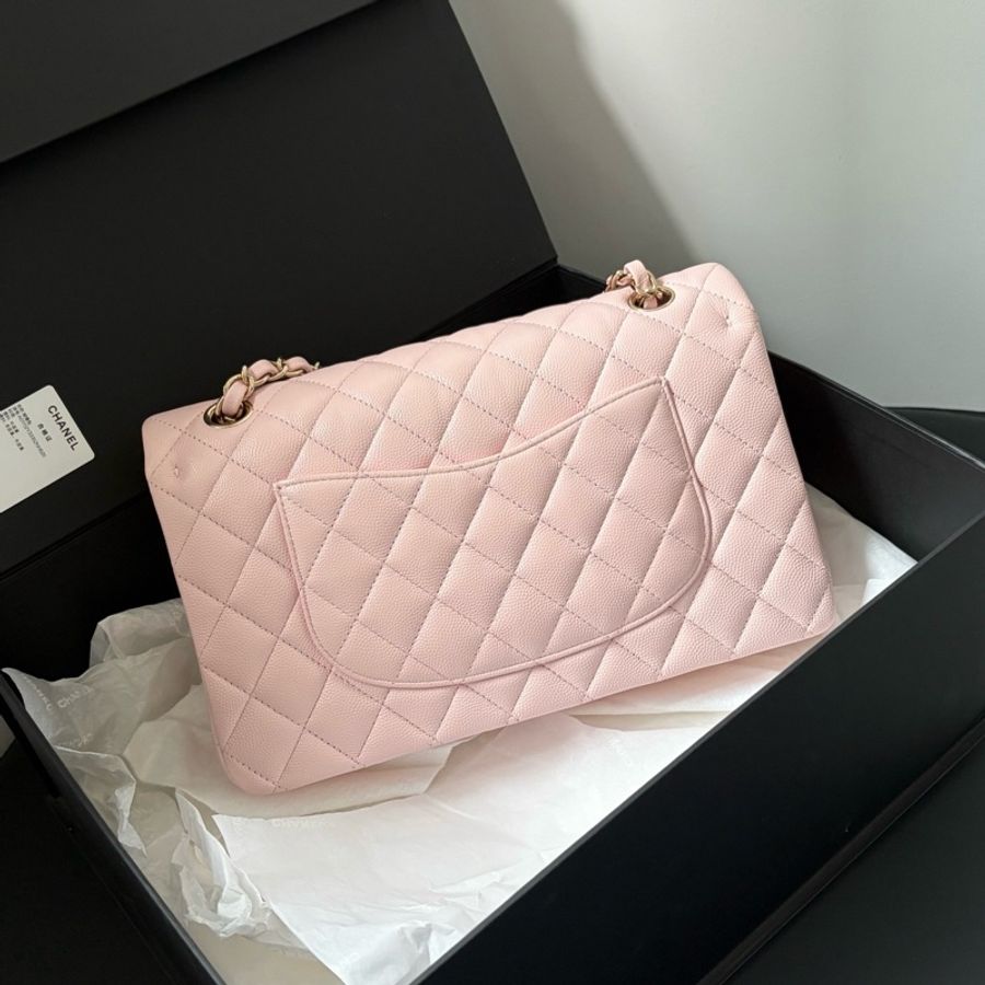 🆕Chanel香奈兒 櫻花粉22s中號荔枝皮cf單肩包斜挎包-1