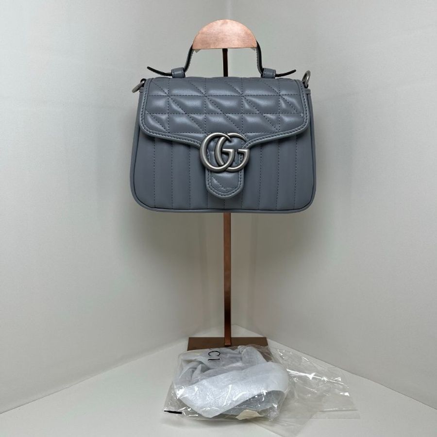 gucci 手柄款 牛皮灰色 21 x 15.5 x 8 99新配件肩帶塵袋-1
