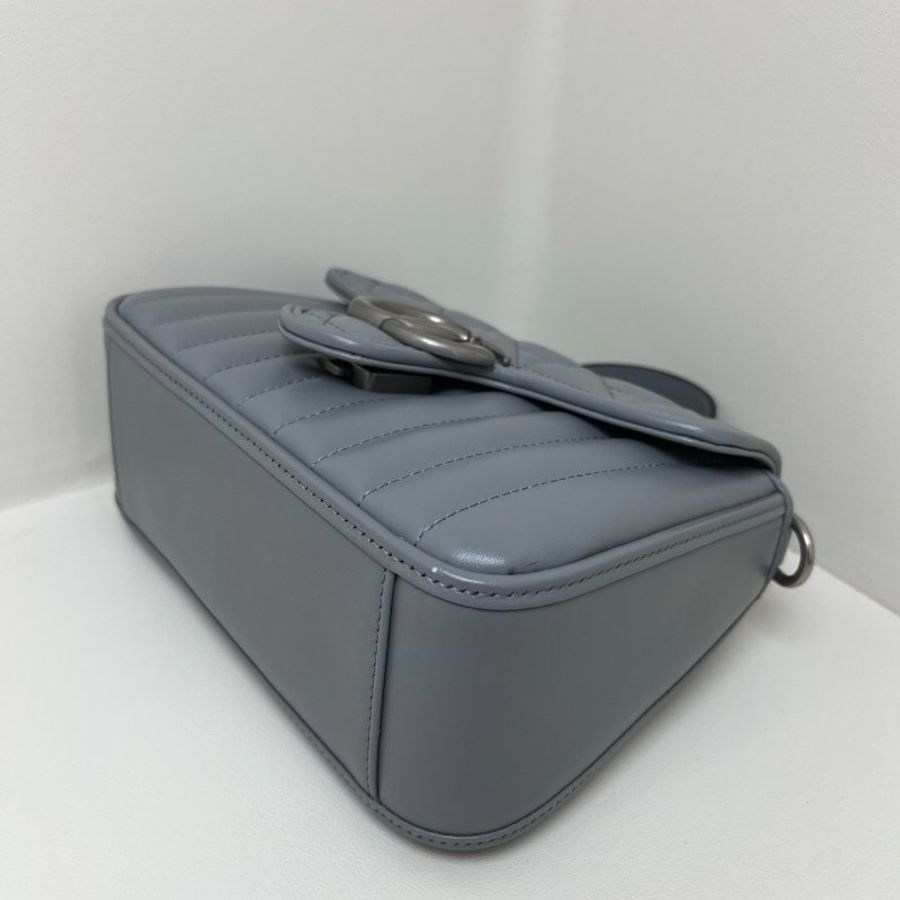 gucci 手柄款 牛皮灰色 21 x 15.5 x 8 99新配件肩帶塵袋-3
