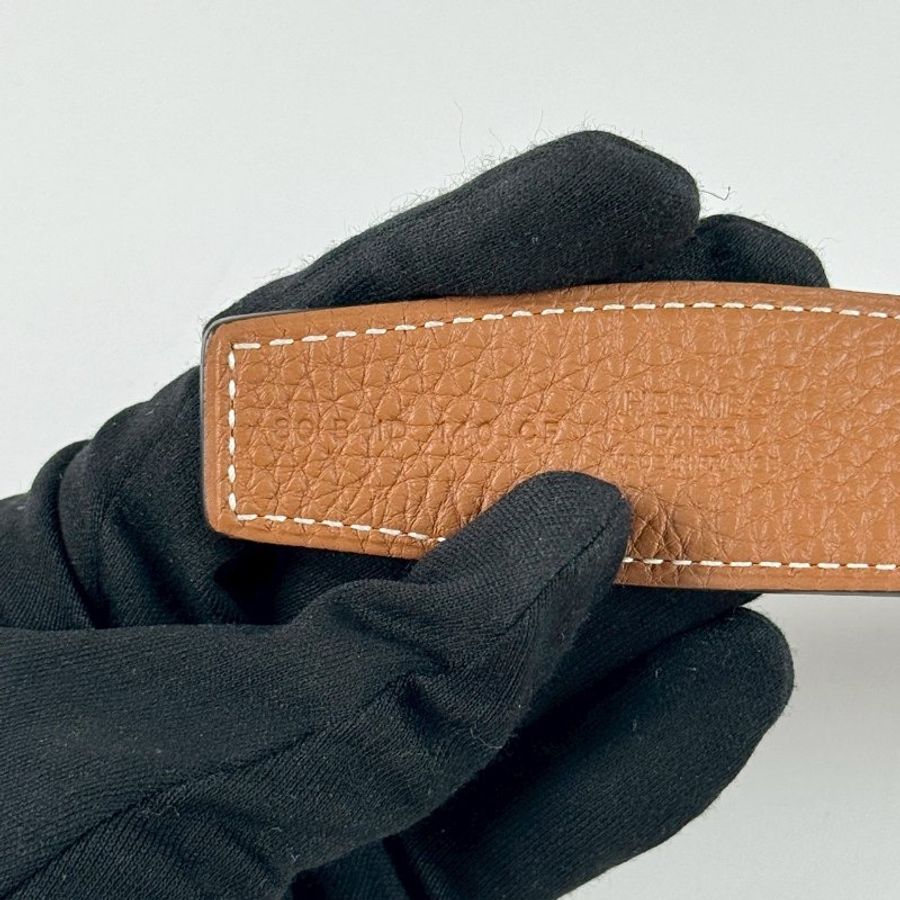 HERMES 銀色H扣 黑色 棕色 雙面 雙色 3.2CM 腰帶 牛皮 皮帶 80CM-7