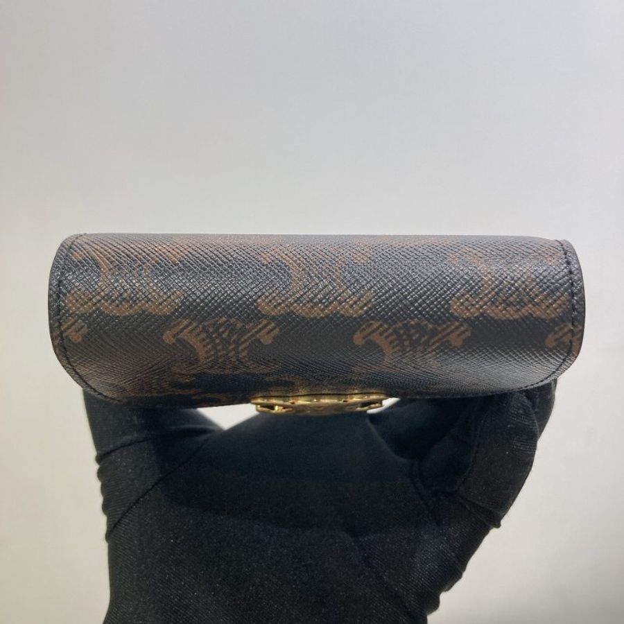 TW4911	Celine 思琳小號經典花紋三摺銀包 Small Triomphe Wallet Canvas Tan x GHW-5