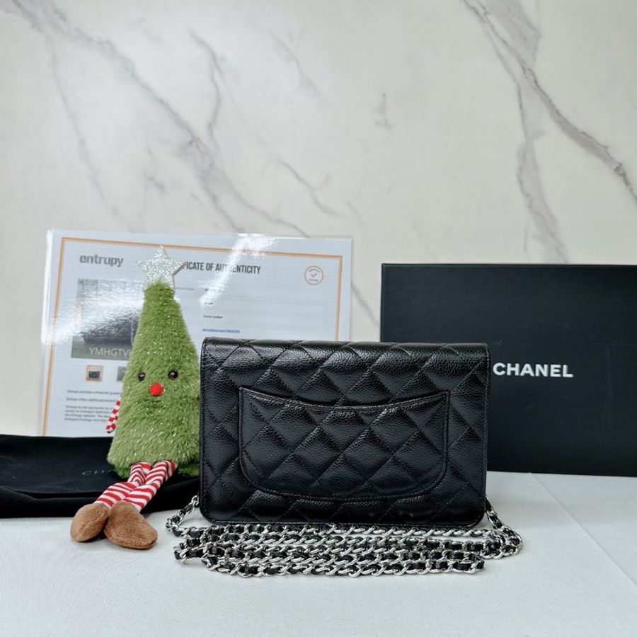 CHANEL woc黑金荔枝牛鏈帶包-1