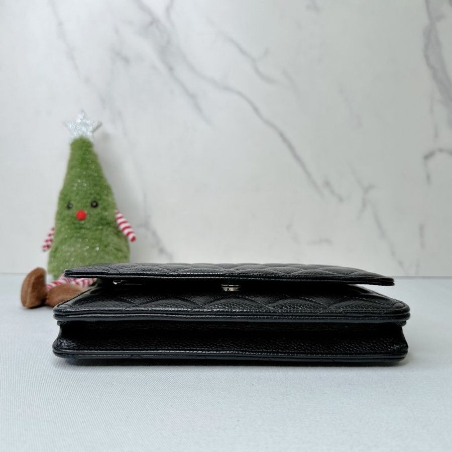 CHANEL woc黑金荔枝牛鏈帶包-7