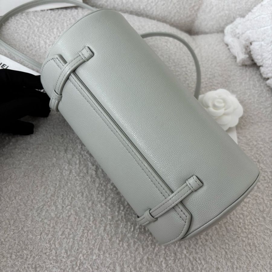 💚CHANEL香奈兒 26P長手柄保齡球包荔枝紋手提包單肩包小號淺綠色芯片款-3