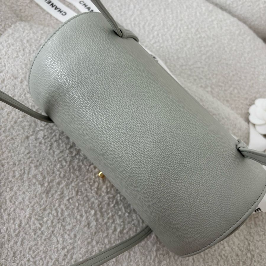 💚CHANEL香奈兒 26P長手柄保齡球包荔枝紋手提包單肩包小號淺綠色芯片款-5