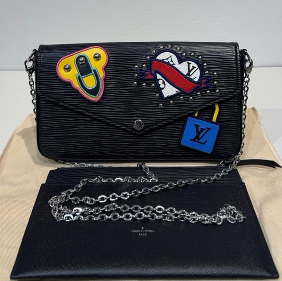 【威選精品】🖤 LOUIS VUITTON 黑色 Epi 水波紋限量徽章三合一鏈條包-5