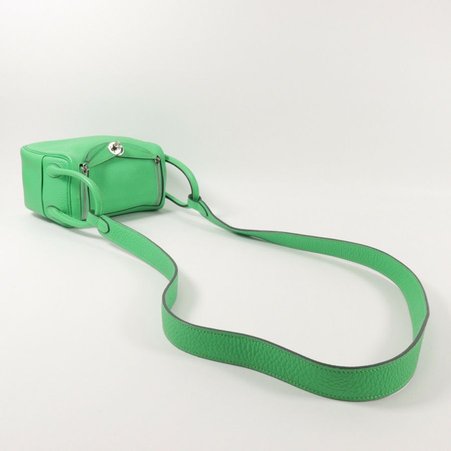 HERMES Clemence皮革Mini Lindy手挽肩背兩用袋Vert Comics-8