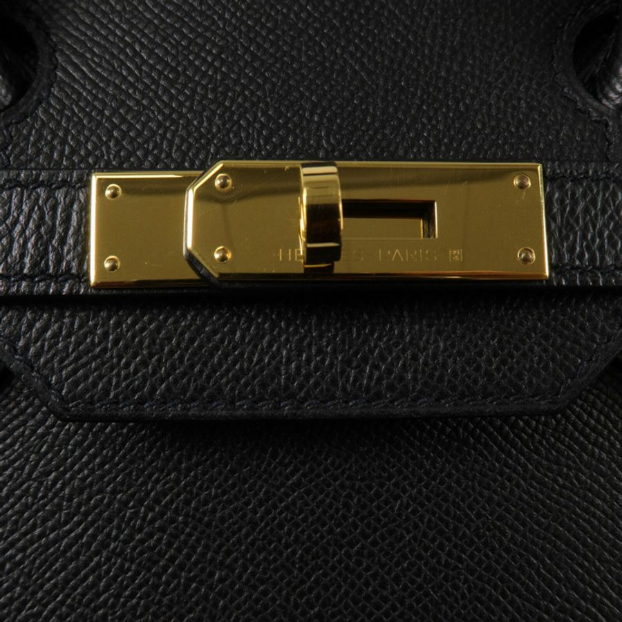 HERMES Epsom皮革Birkin 30手挽袋Noir-7