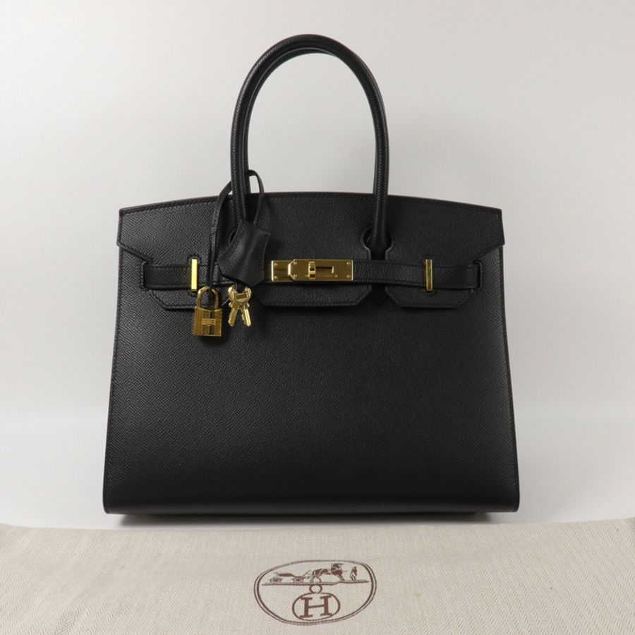 HERMES Epsom皮革Birkin 30手挽袋Noir-9