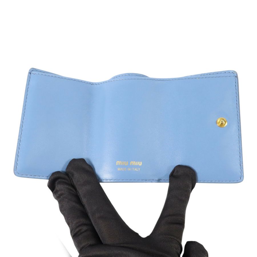 Miu Miu 牛皮皮革Mini Wallet金扣錢包-5