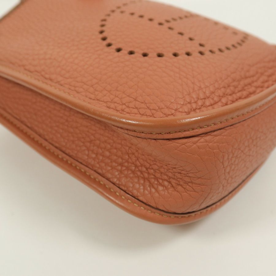 HERMES Clemence皮革Evelyne TPM肩背袋Rose Tea-13