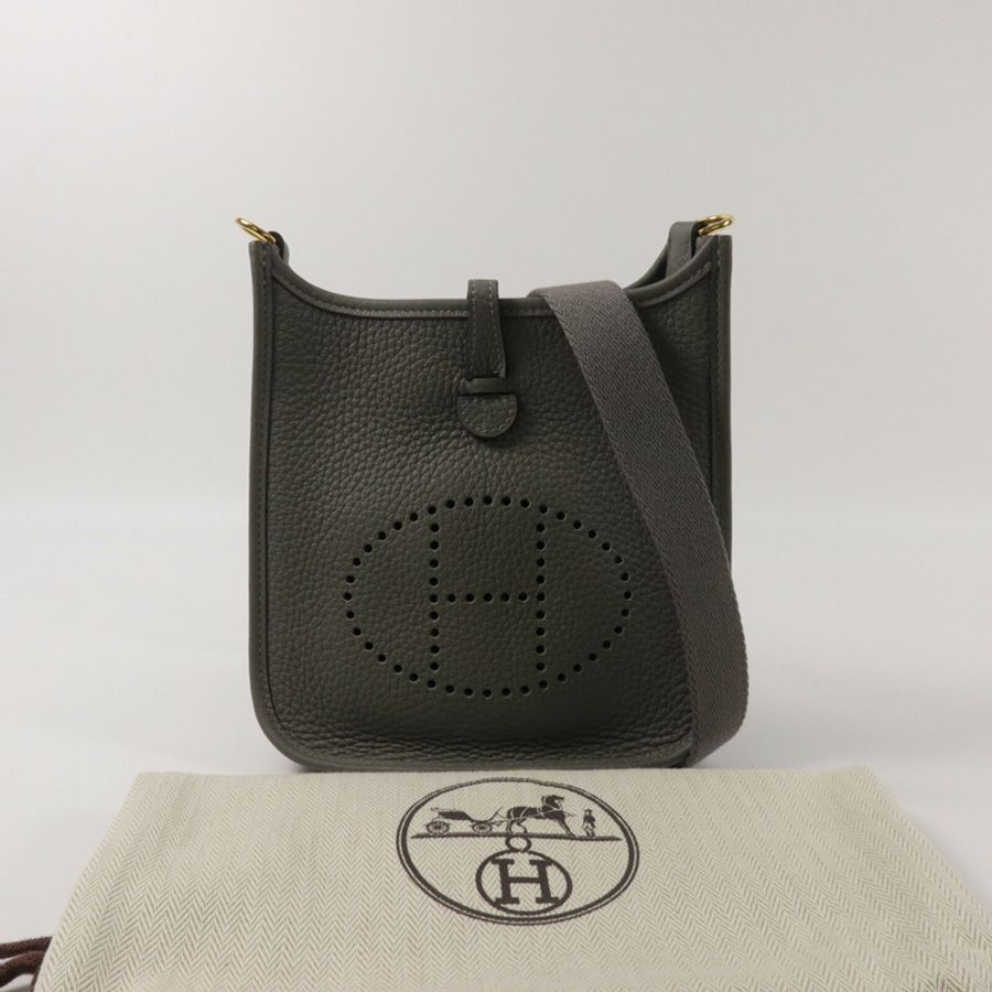 HERMES Clemence皮革Evelyne TPM肩背袋Gris Meyer-8