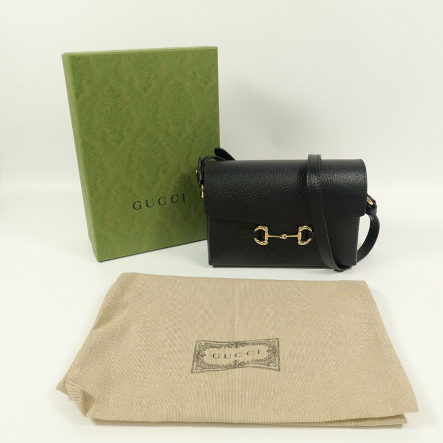 GUCCI 牛皮皮革GG GHW Horsebit 1955肩背袋-14