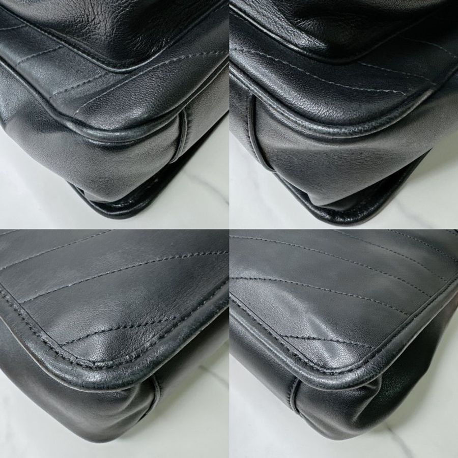 YSL NIKI中款黑金羊皮肩背包-7
