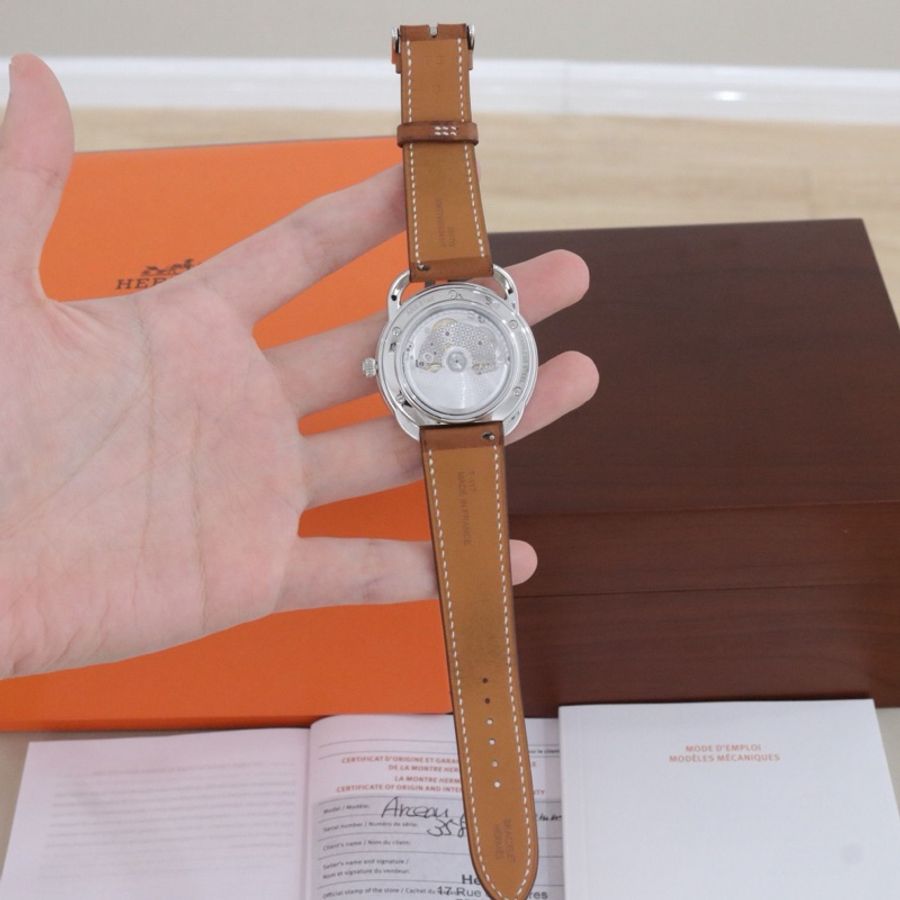Hermès愛馬仕 Arceau 男士自動機械表，表徑40mm 配件盒子證書-3
