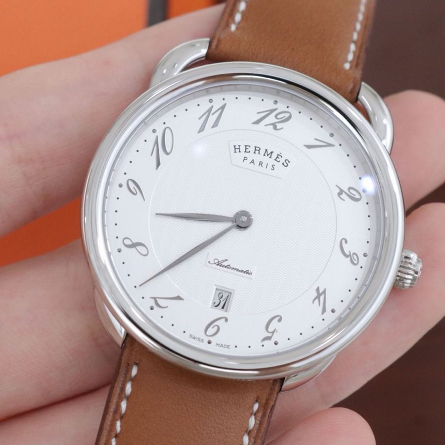Hermès愛馬仕 Arceau 男士自動機械表，表徑40mm 配件盒子證書-5