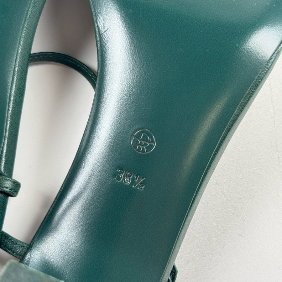 THE ROW 墨綠色 極簡 細帶 7CM 高跟 涼鞋 38.5號-7