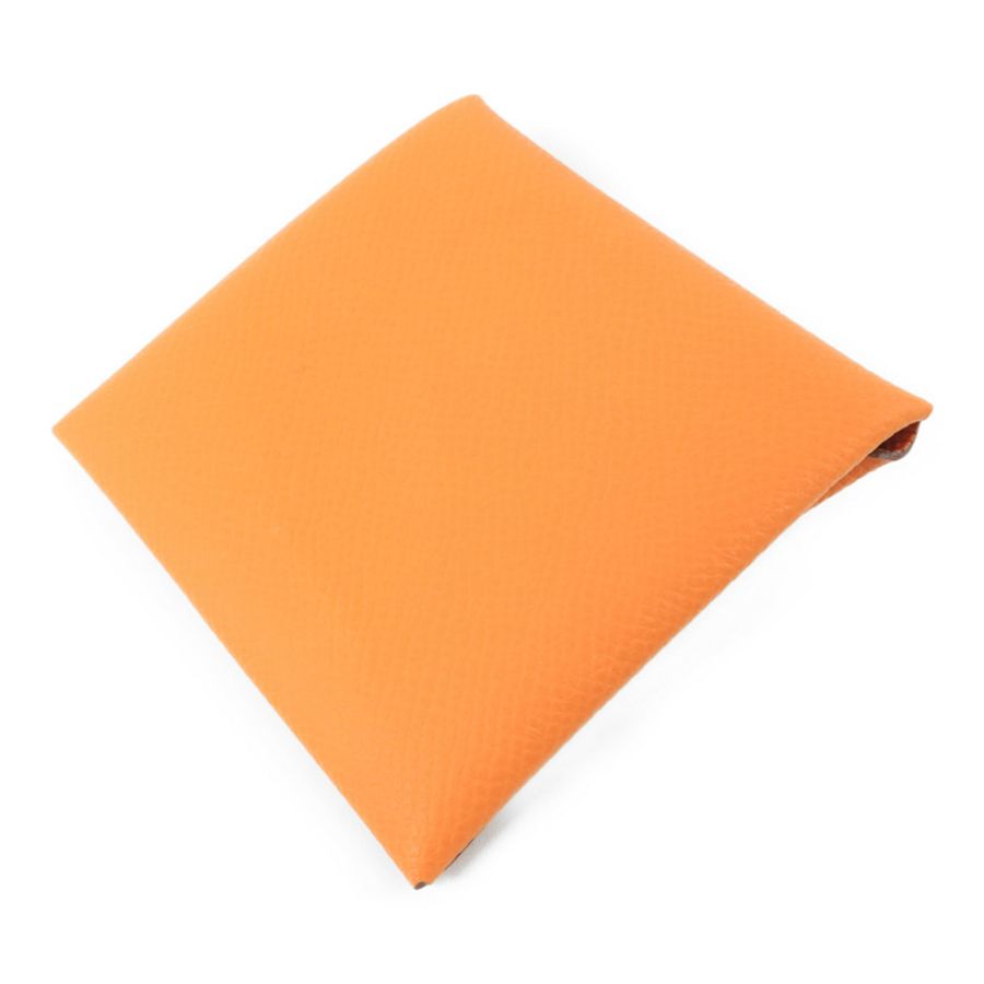 HERMES Epsom皮革Bastia零錢包Orange-3