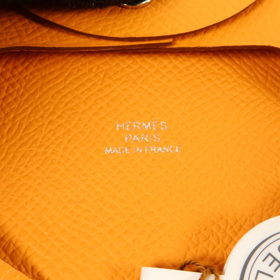 HERMES Epsom皮革Bastia零錢包Orange-6