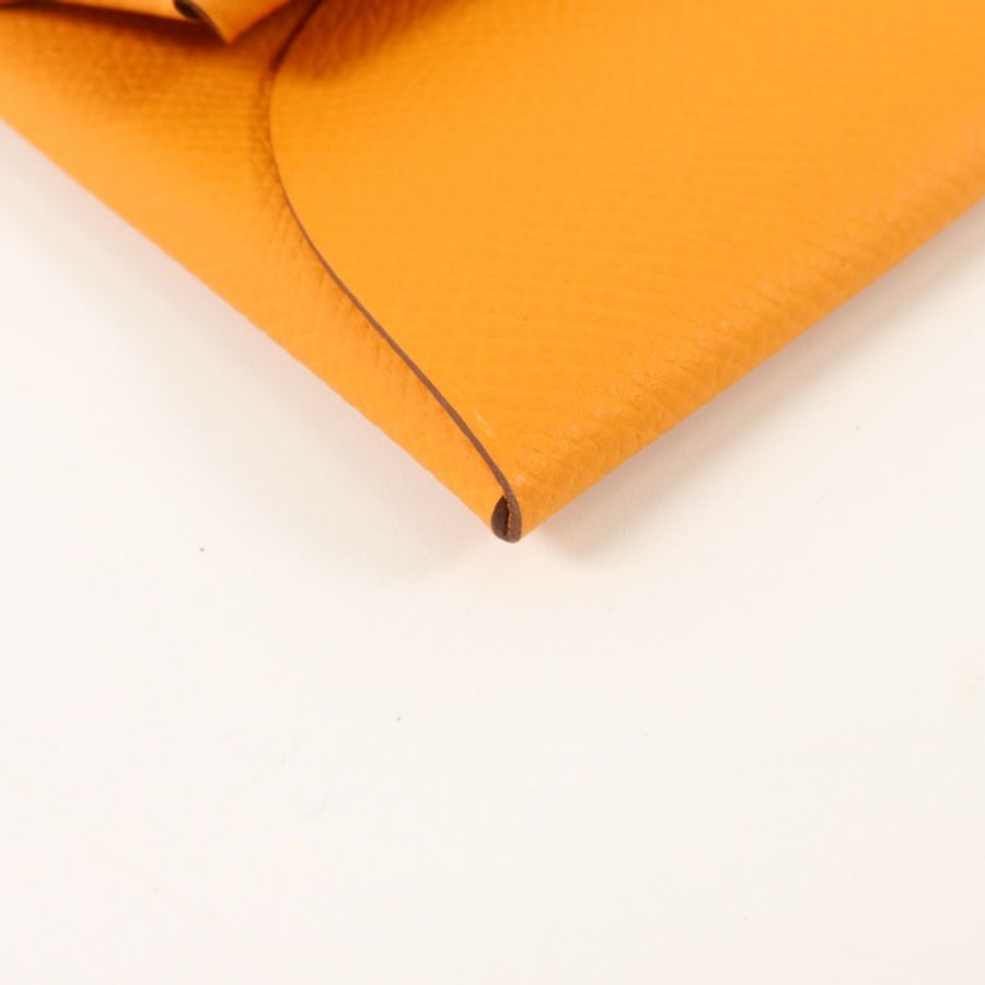 HERMES Epsom皮革Bastia零錢包Orange-11
