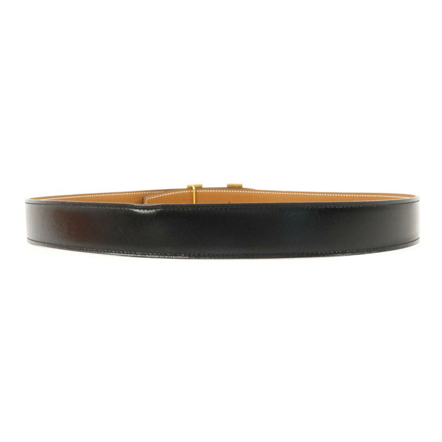 HERMES Box/Togo皮革Constance Belt 85cm皮帶Noir/Gold-1