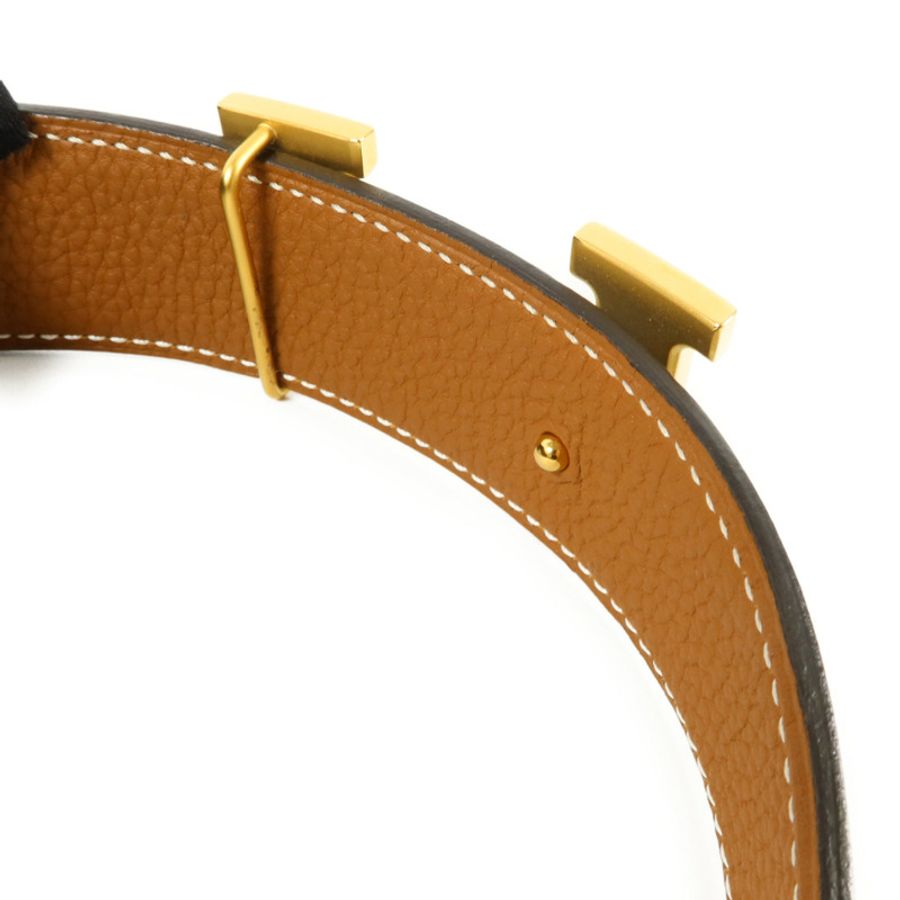 HERMES Box/Togo皮革Constance Belt 85cm皮帶Noir/Gold-3