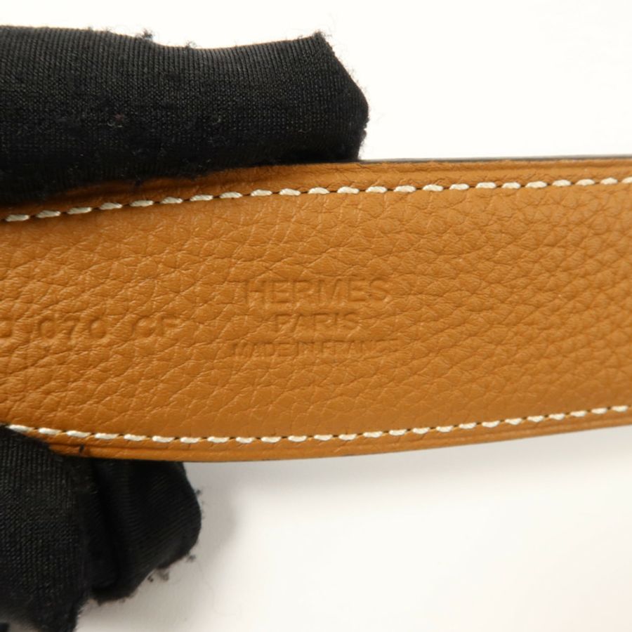 HERMES Box/Togo皮革Constance Belt 85cm皮帶Noir/Gold-4