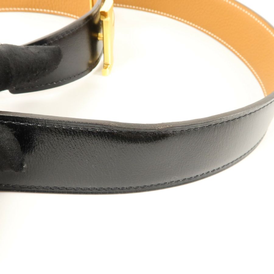 HERMES Box/Togo皮革Constance Belt 85cm皮帶Noir/Gold-8