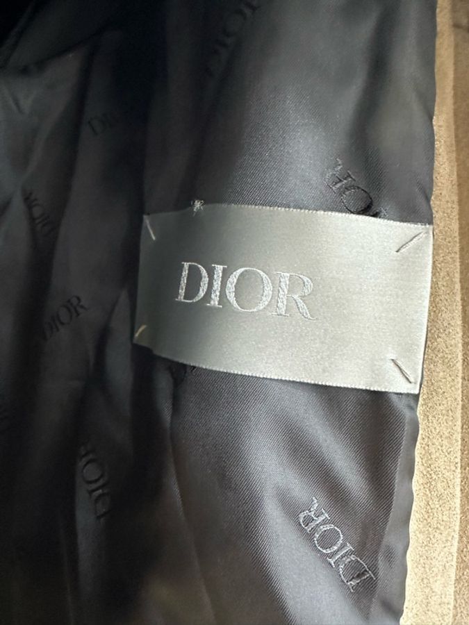 Dior/Dior迪奧 SS24卡其色麂皮提花翻領單排扣皮衣外套 52碼-3