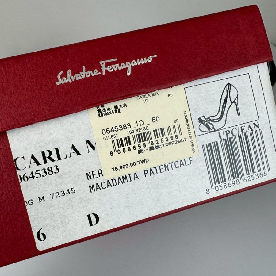 Ferragamo 黑色 漆皮 黑色蝴蝶結 7CM高跟鞋 6號-9