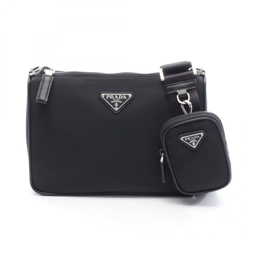 PRADA SAFFIANO TRAVEL 肩背包 2VH1132DMHF0002 尼龍皮革 黑色 全新 男女通用-0