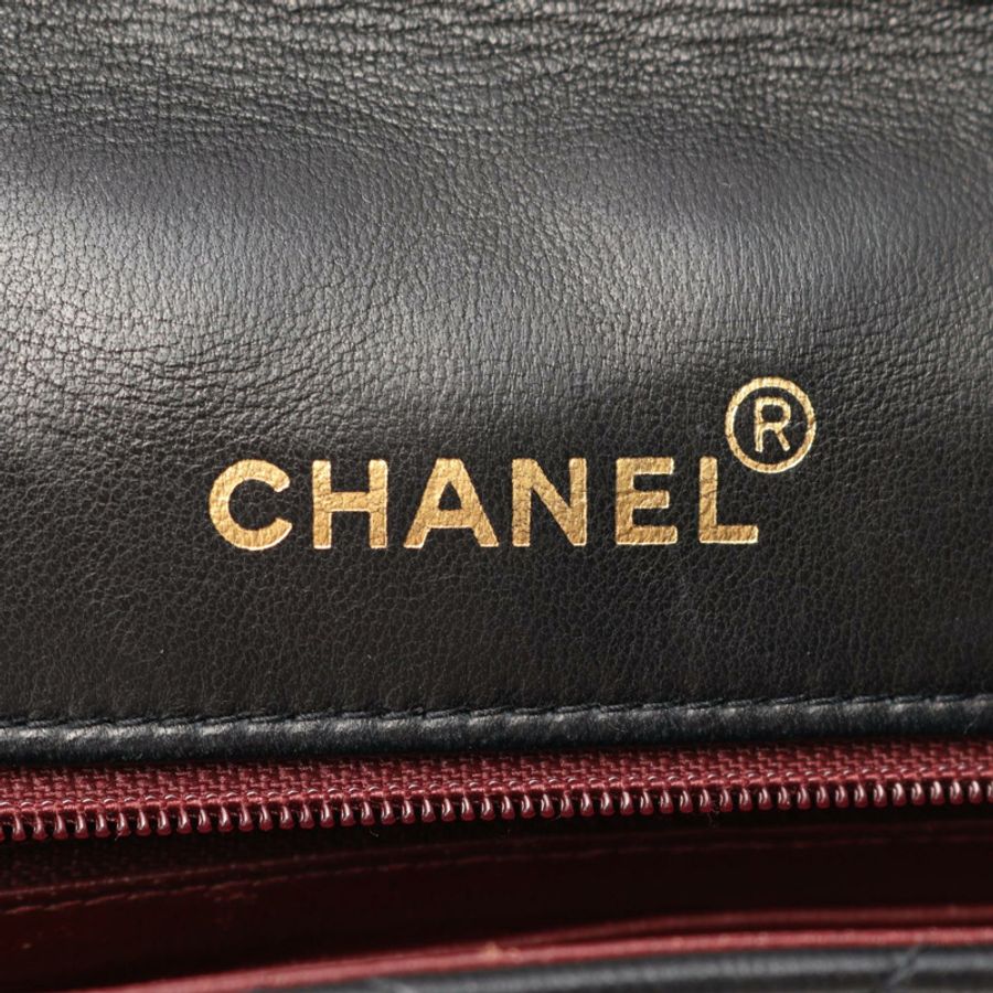 香奈兒 (CHANEL) Matelasse Diana 翻蓋肩背包 A01165 羊皮 黑色 二手 金色五金 CC-3