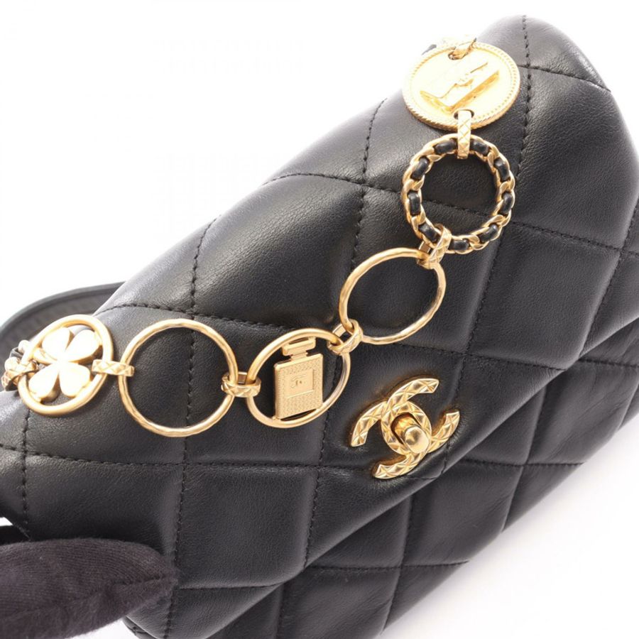 香奈兒 (CHANEL) 絎縫鏈條斜背包 AS4274 羊皮黑色 二手 金色五金-9