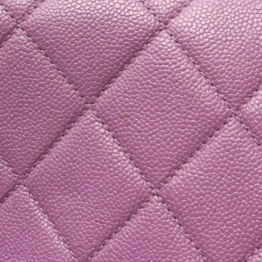 香奈兒 (CHANEL) 絎縫小翻蓋鏈條肩背包，紫色小牛皮，金色五金，二手女款-9