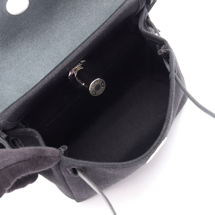 愛馬仕 Herbag Zip Mini 單肩斜背包,帆布皮革,黑色 SHW 女款 K-2
