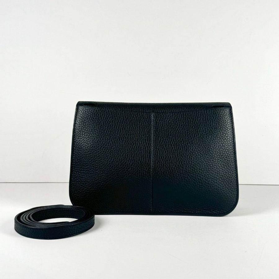 HERMES Halzan 25 黑色 89 Noir 金扣 TC皮革 Z刻-1