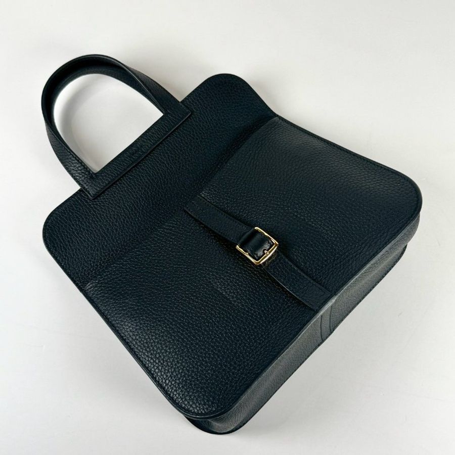 HERMES Halzan 25 黑色 89 Noir 金扣 TC皮革 Z刻-3