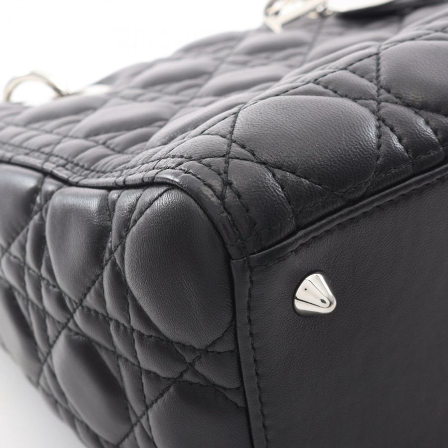Christian Dior LADY DIOR 中型兩用肩背包 黑色皮革 二手 CD-7