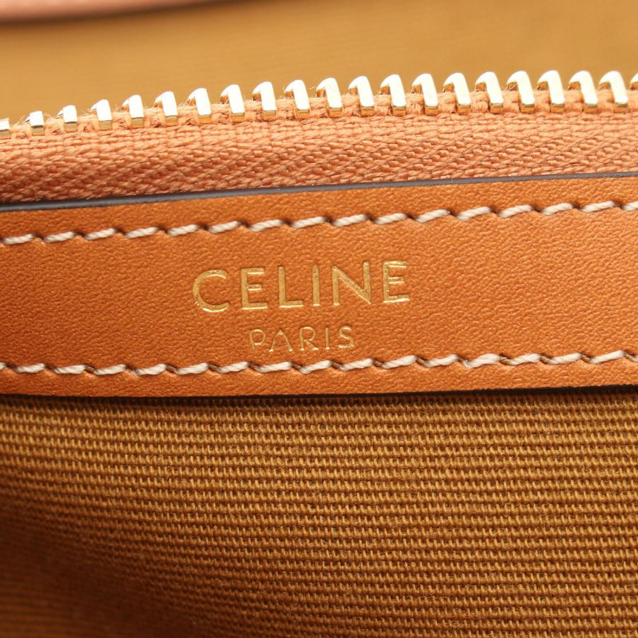 CELINE 大平底購物袋 Triomphe 手提包 123842O93GJQ4 帆布 米色 綠色 全新-3