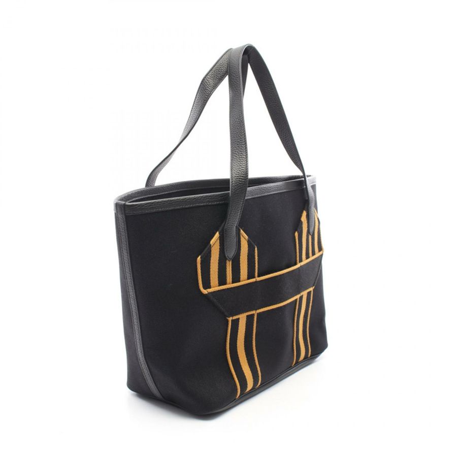 HERMES Pur Sangle 中型手提包單肩包 B 印花布軍用 Taurillon Clemence BK-1