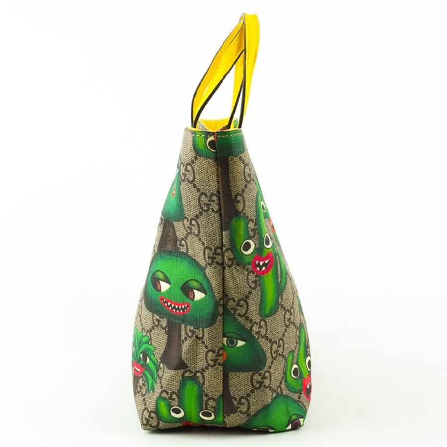GUCCI 古馳微笑植物托特包｜Smiling Plant Tote Bag 老花帆布 塗鴉印花肩背包｜KÉSH 凱仕精品-4