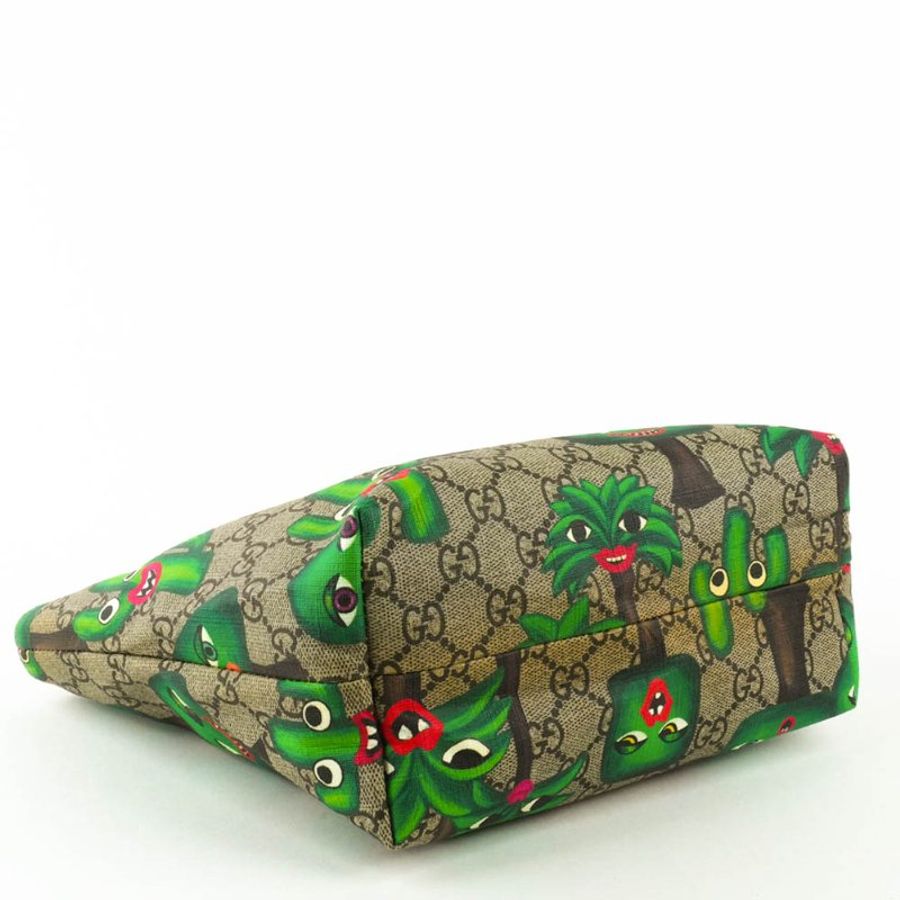 GUCCI 古馳微笑植物托特包｜Smiling Plant Tote Bag 老花帆布 塗鴉印花肩背包｜KÉSH 凱仕精品-9