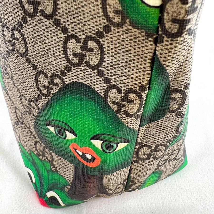 GUCCI 古馳微笑植物托特包｜Smiling Plant Tote Bag 老花帆布 塗鴉印花肩背包｜KÉSH 凱仕精品-23