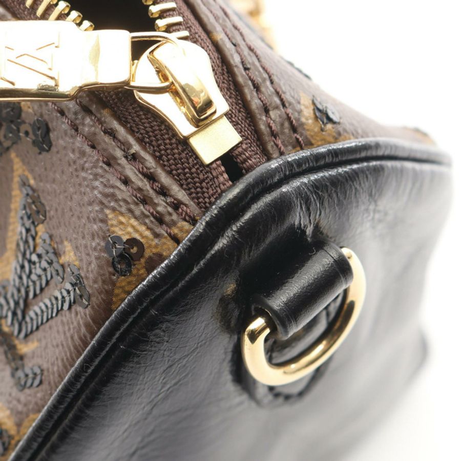 路易威登 Speedy Handlire 20 Monogram Sequin 2WAY 手提包 M26314 PVC塗層帆布皮革 棕色 黑色 二手-4