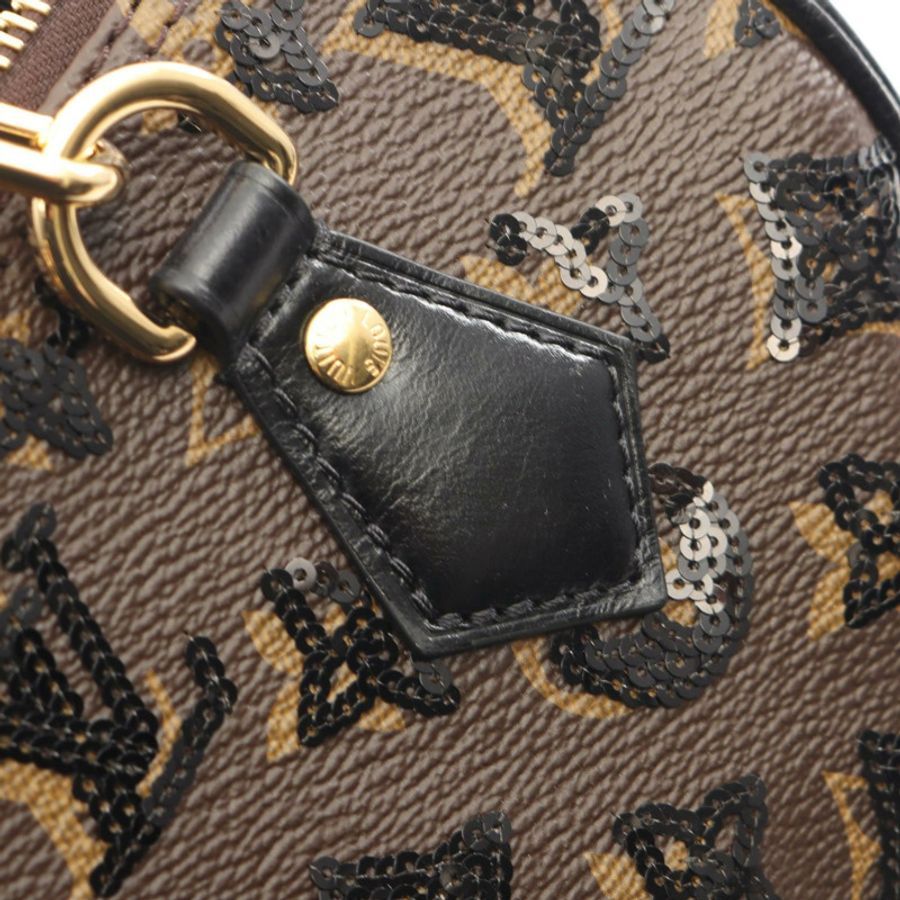 路易威登 Speedy Handlire 20 Monogram Sequin 2WAY 手提包 M26314 PVC塗層帆布皮革 棕色 黑色 二手-7